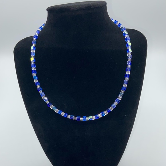 Handmade Glass Cube Bead Necklace - Picture 2 of 5
